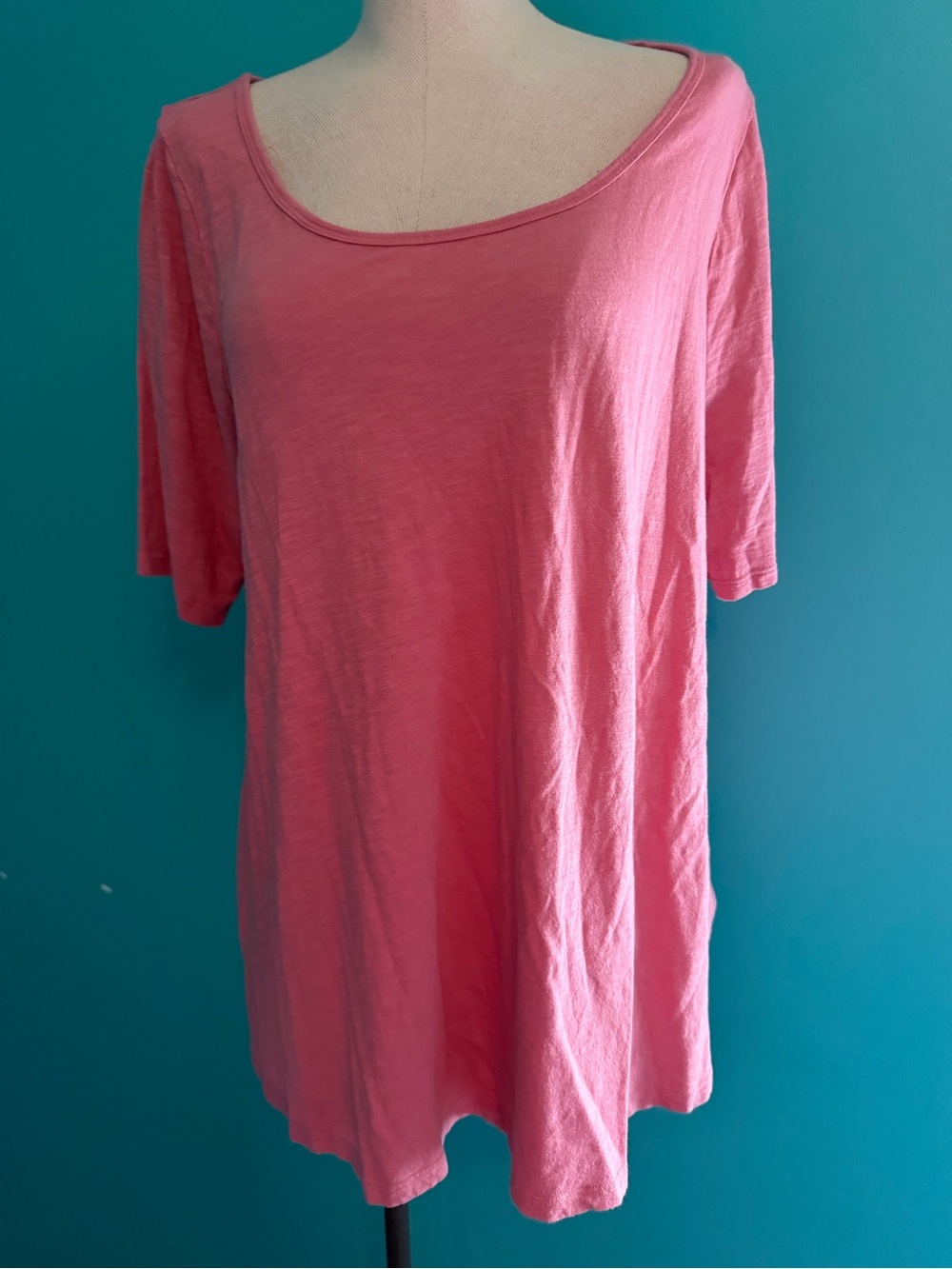 Lane Bryant Coral Pink Scoop Neck Short Sleeve Tee